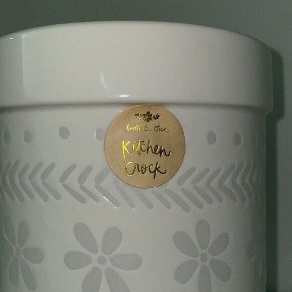 Beautiful flower pattern floral print ceramic kitchen crock storage utensil - Picture 3 of 4